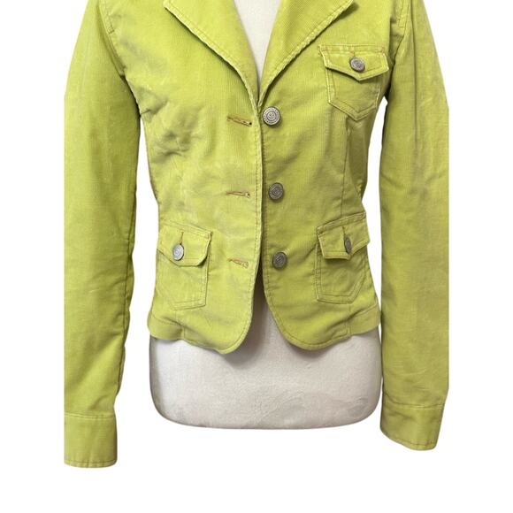 Aeropostale Y2K Corduroy Jacket Waist-Length Flap-Button Pockets Green  Small - Picture 3 of 7